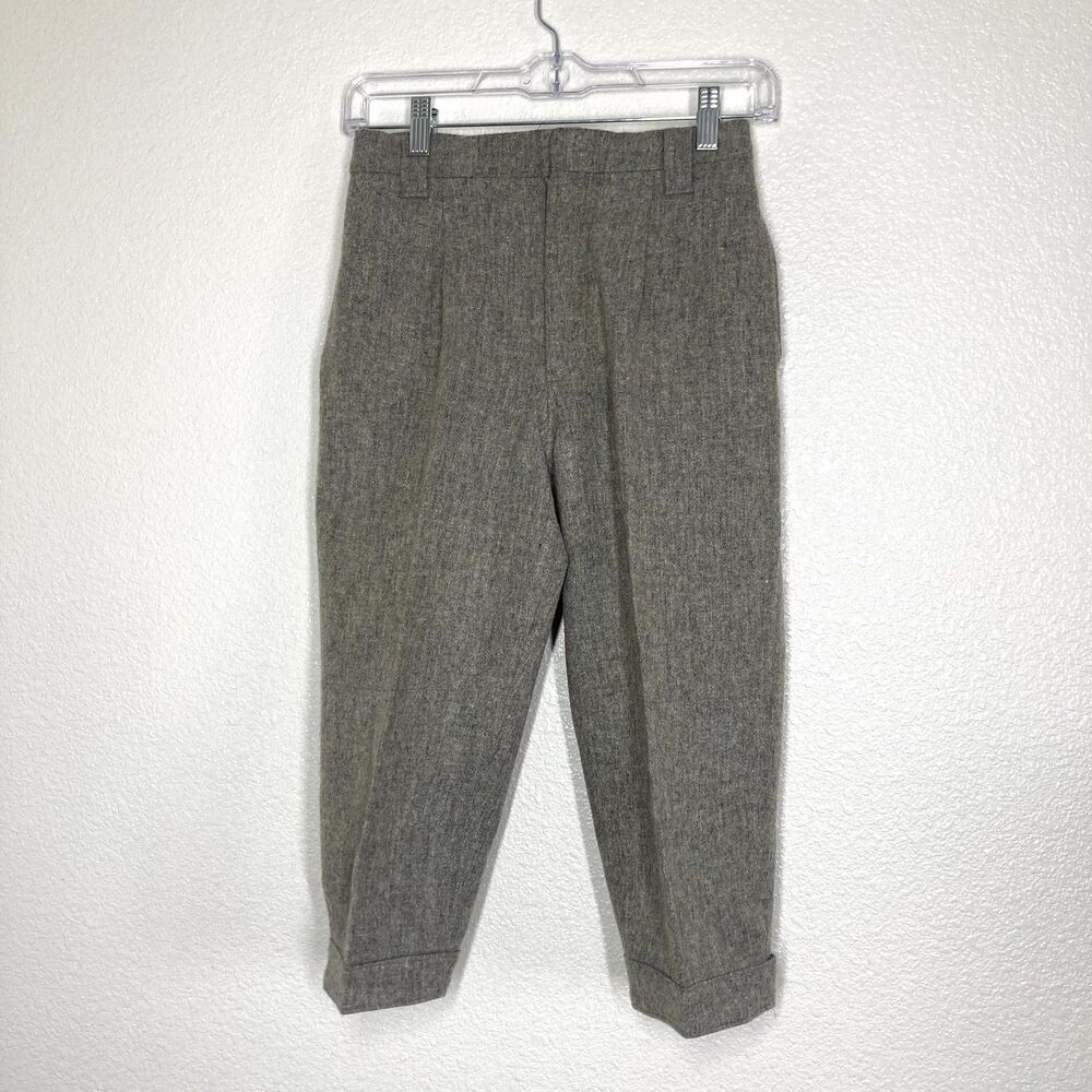 Vintage Woolrich Pants Womens 6 Gray Wool Tweed Cropped Cuffed Tapered Lined USA